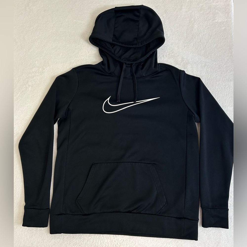 Nike Men's Sweatshirt Medium Black Hooded Long Sleeve Pocket Fleece Pullover